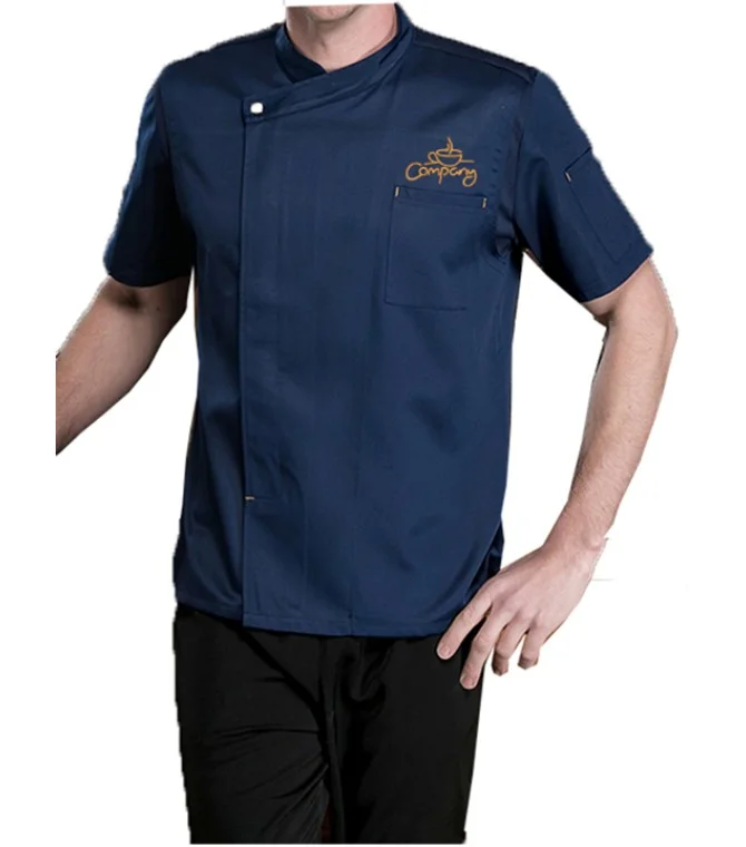 Customized Short Sleeve Chef Coat Navy Blue Customized Short Sleeve Chef Coat Navy Blue